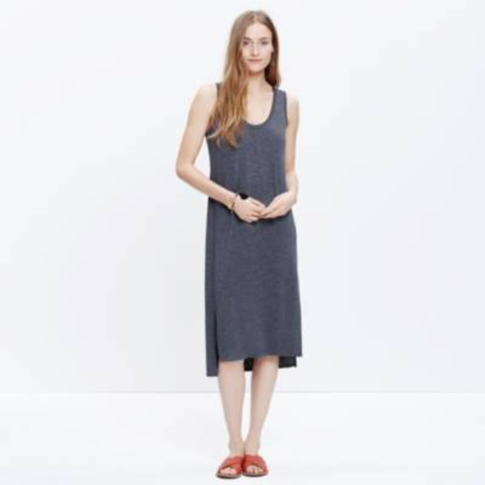 MADEWELL Dark Gray Sleeveless Stretch Midi Shift Jersey Tank Dress Size XXS